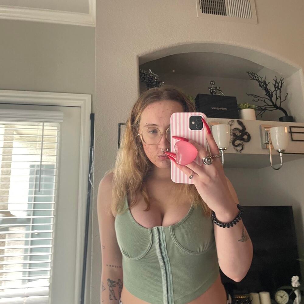 Green clasp front corset tank